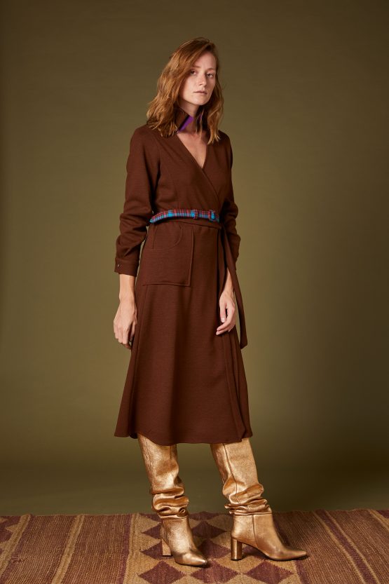 brown-wool-wrap-dress