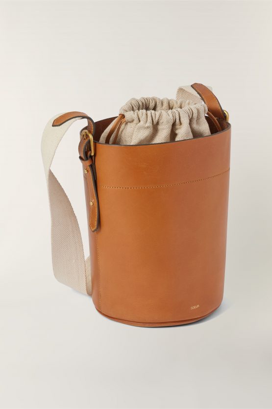 Natural leather bucket bag