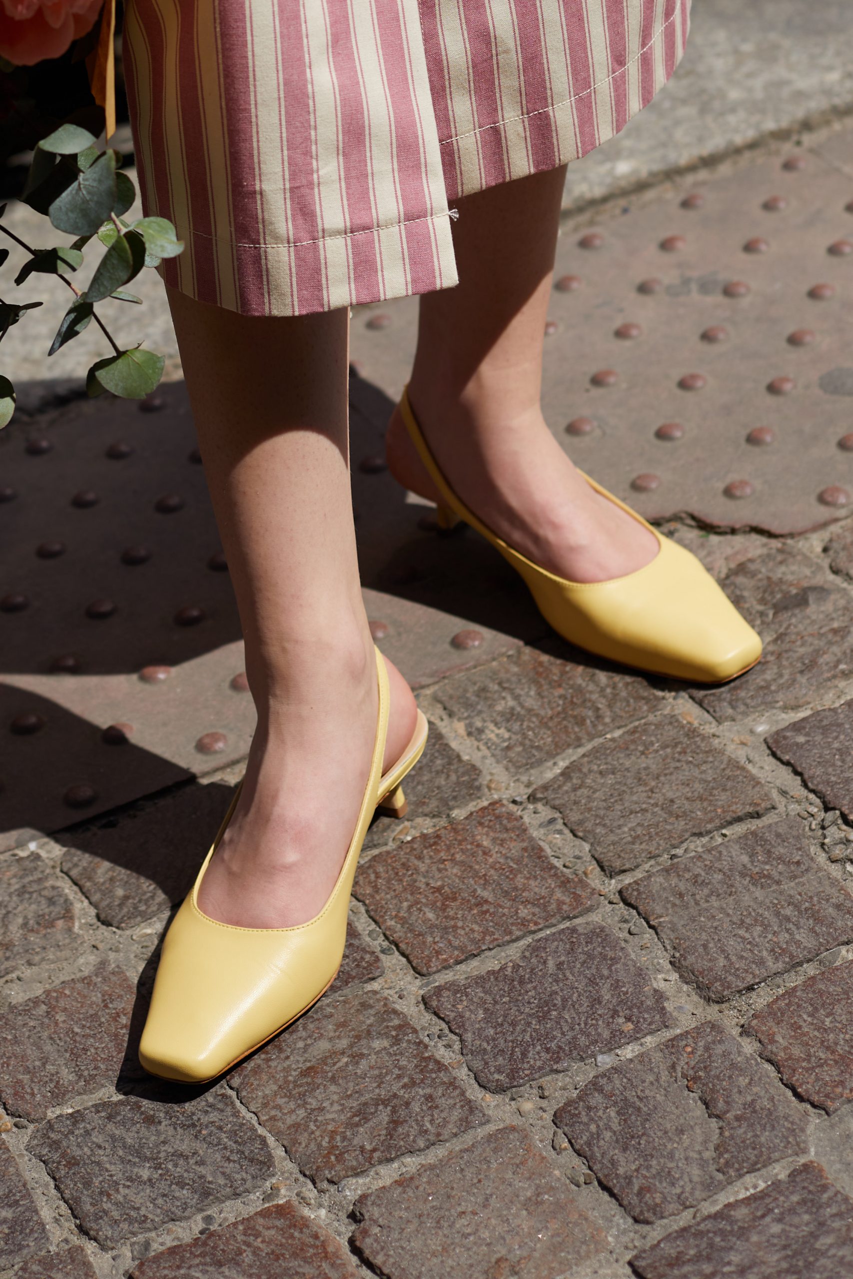 Stylish PRADA Yellow Slingback Heels from the 90s