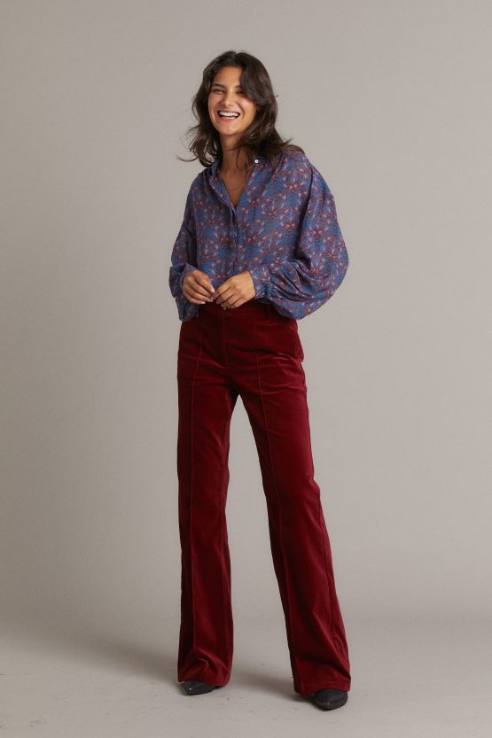 pantaloni anni settanta seventies eleganti chic velluto rossi