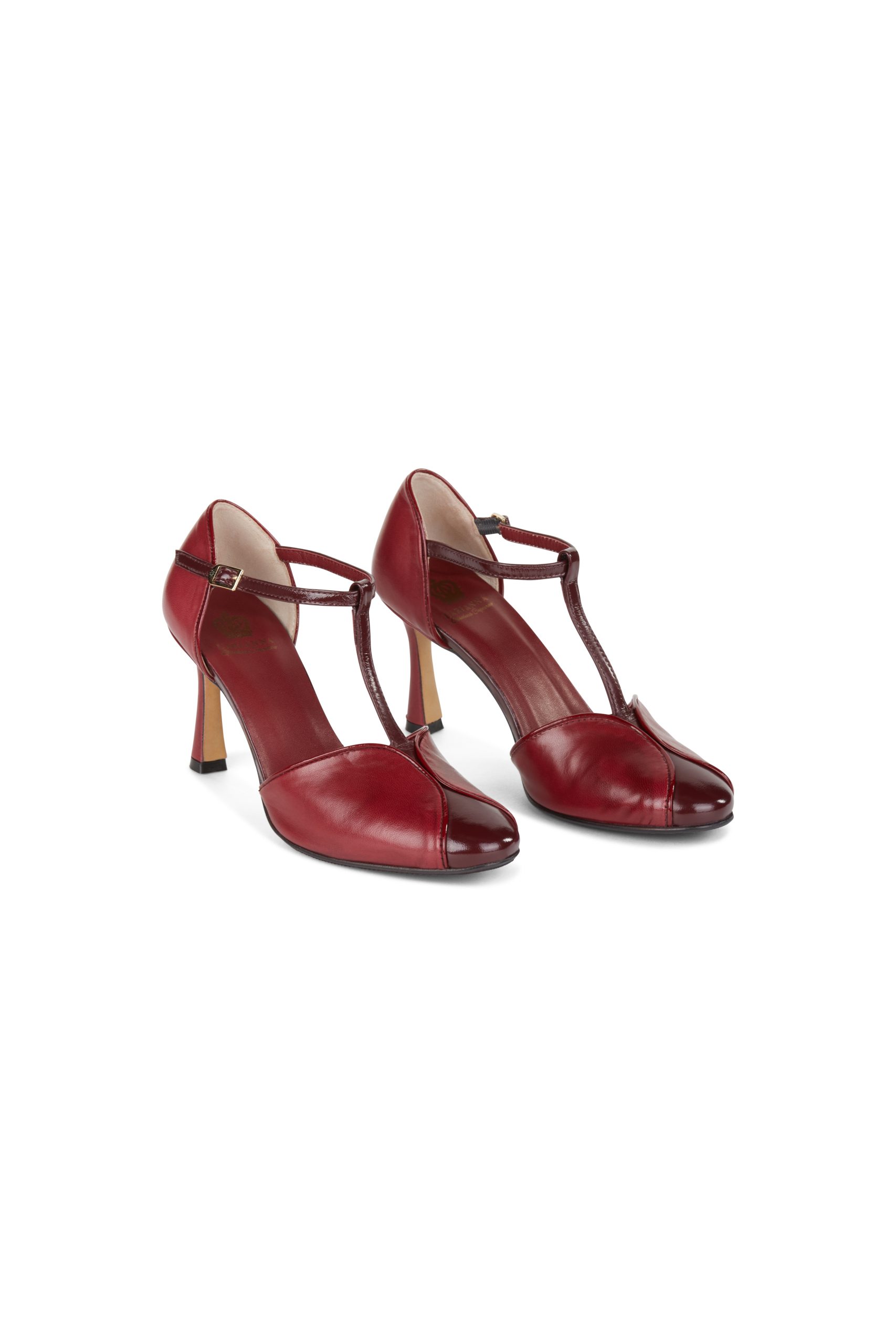 Tanguera in pelle e vernice bordeaux Carla Saibene Atelier