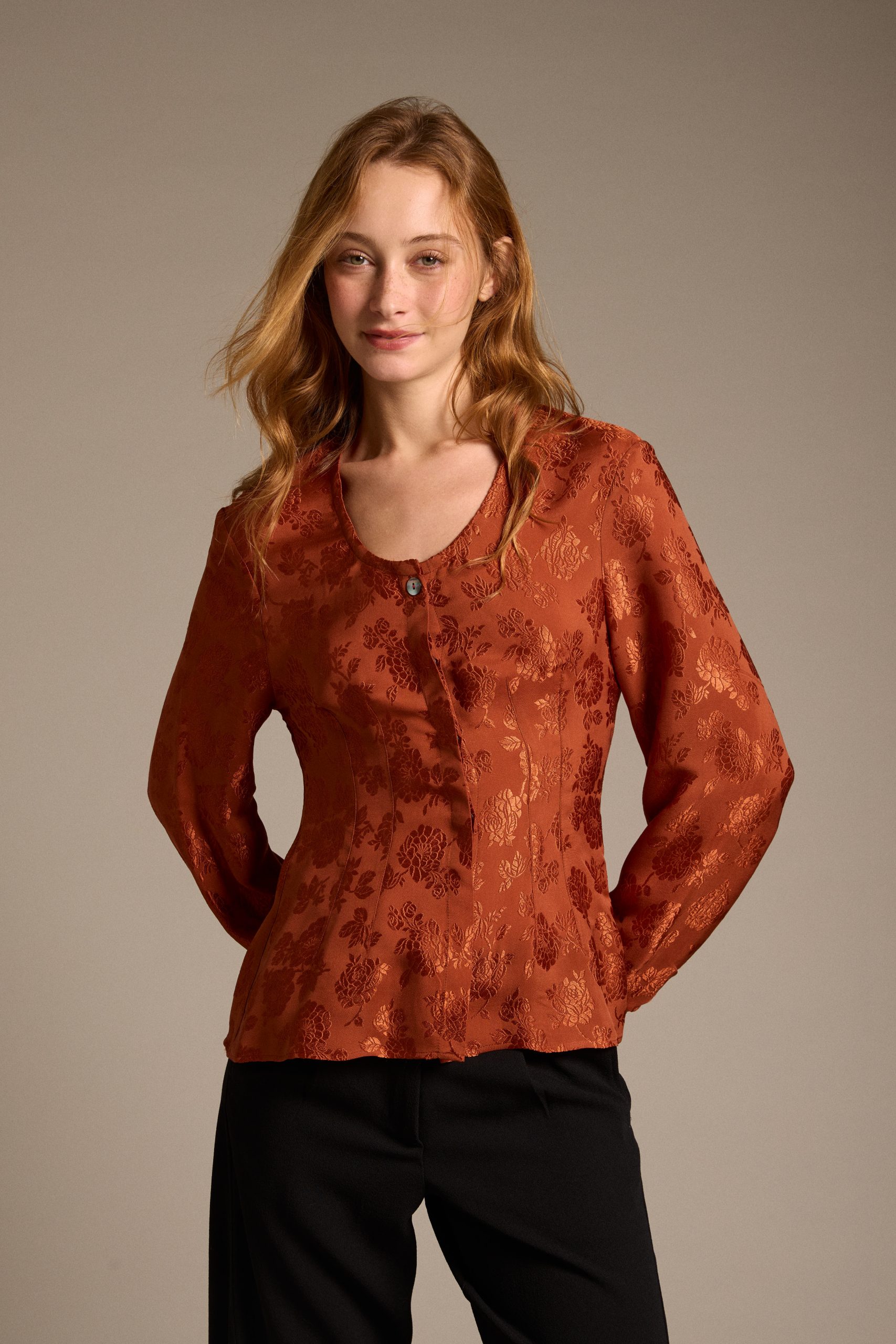 top_in_seta_ruggine_jacquard